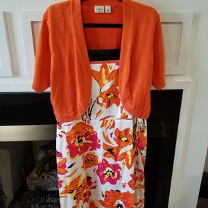 Size 16 - orange and white floral printed dress